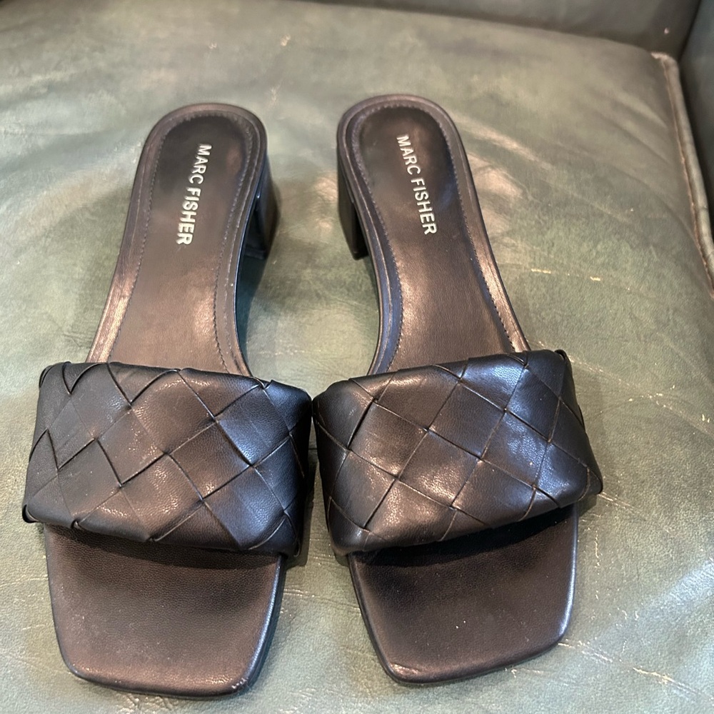 Marc Fisher Black Woven Sandals